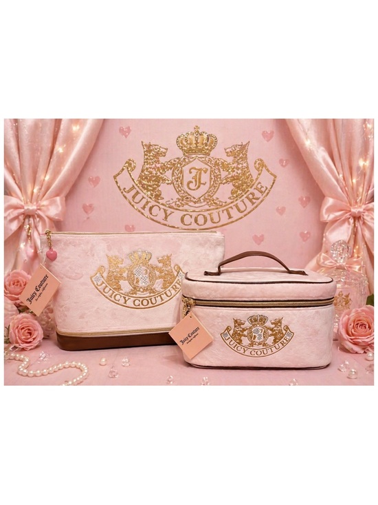 Juicy Couture Handbags - Juicy Couture Pink & Brown Matching Travel Bag Set of 2.
